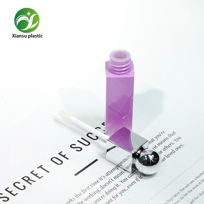 6ml Square Gradient Lip Gloss Tube ABS Empty Lip Oil Container Red Purple OEM Cosmetic Packaging