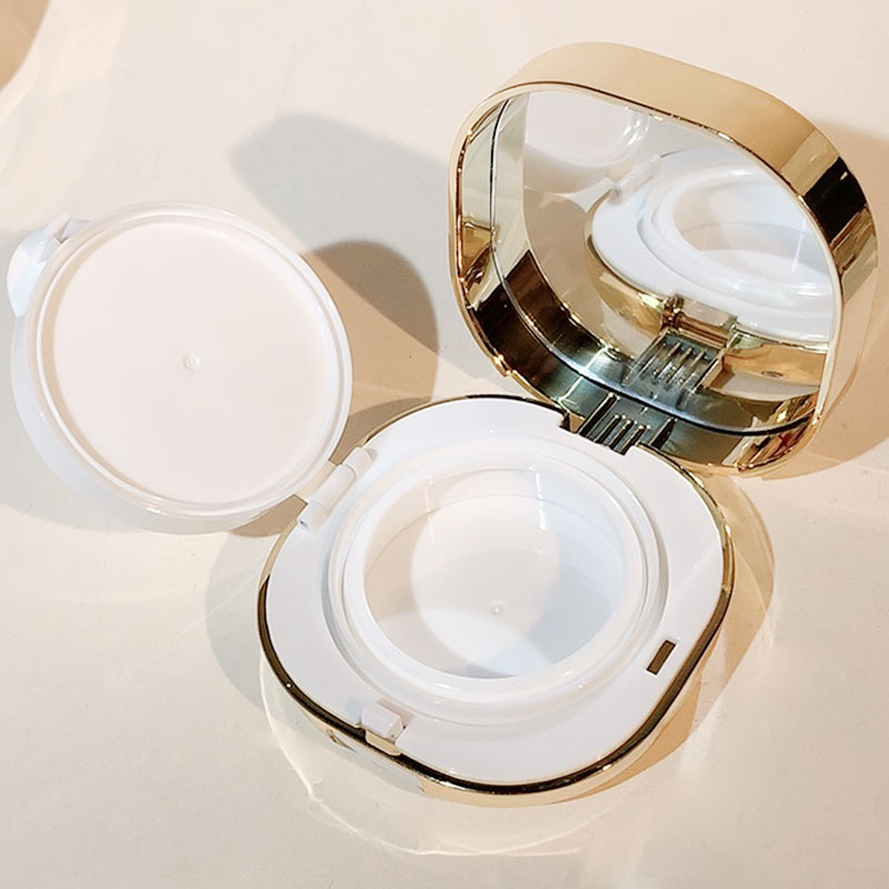 15g Square BB Air Cushion Case ABS Gold Plated Compact Foundation CC Cream Cosmetic Packaging