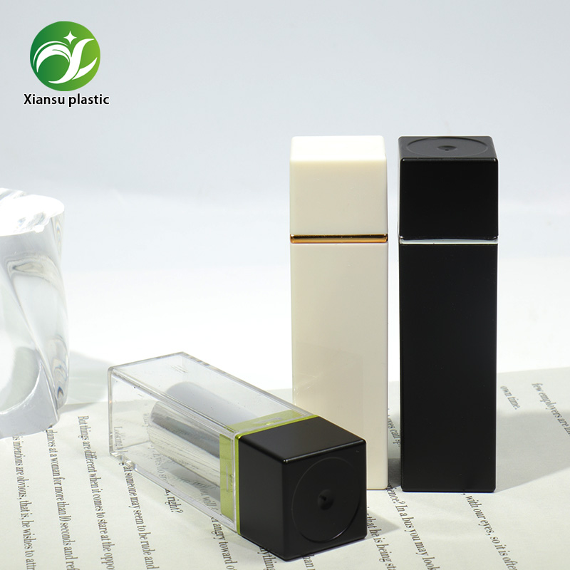 tube à bouton poussoir carré de 3 g pour baume à lèvres, en ABS, contenant vide pour baume à lèvres, emballage cosmétique personnalisé