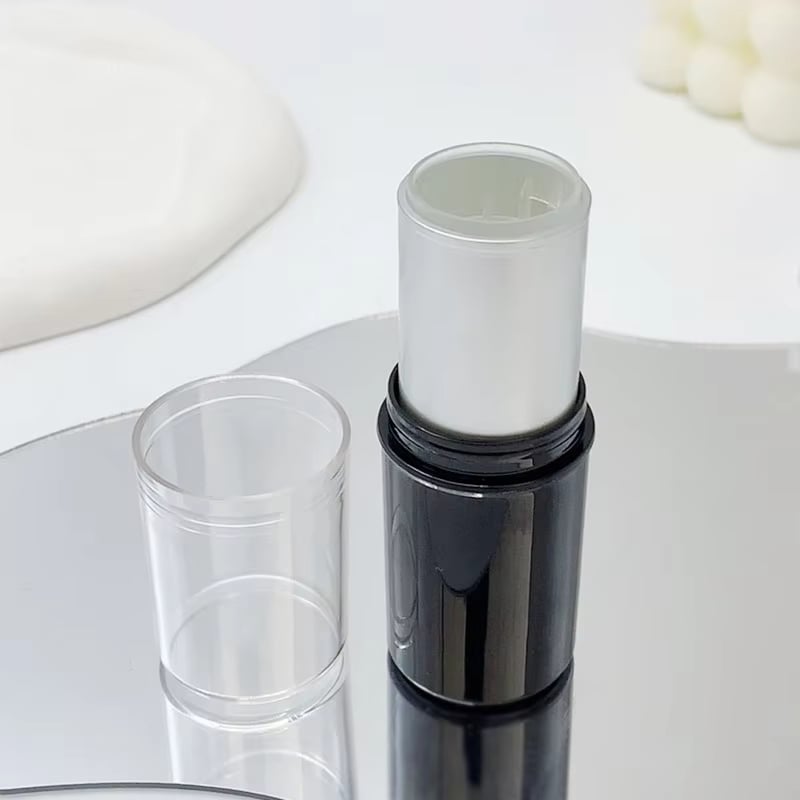Récipient en ABS argenté et noir pour stick de contouring avec bouchon à vis, emballage personnalisé pour bronzer, fond de teint, correcteur et parfum solide