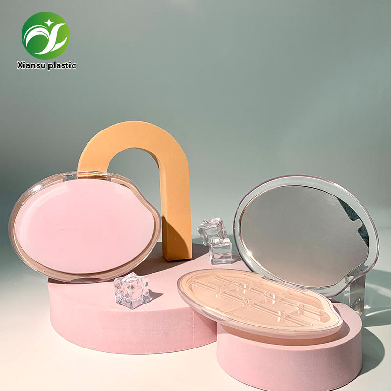 Ronde roze 9-vak oogschaduwpalet met spiegel | ABS lege make-uppalet houder voor oogschaduw, blush, highlighter en contouring cosmetische verpakking