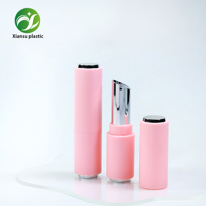 Pastel Pink Lipstick Tube Electroplated Silver Twist-Up Empty Lipstick Container for Custom Cosmetic Packaging