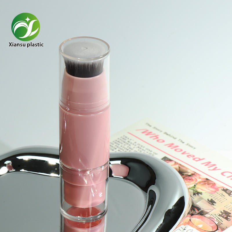 10 ml, pojemnik do kremu konturowego i highlightera z dwoma końcówkami z tworzywa ABS, różowy galwanizowany pojemnik z pędzelkiem, kosmetyczny pojemnik