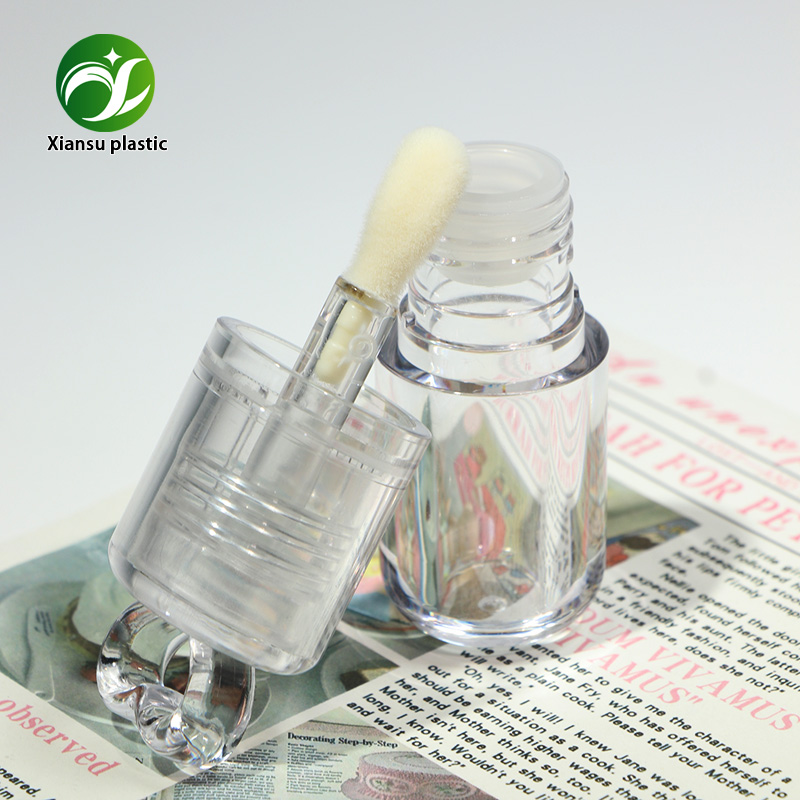 5ml Heart Shaped Lip Gloss Tube PETG ABS Clear Bottle Large Brush Applicator Cosmetic Container