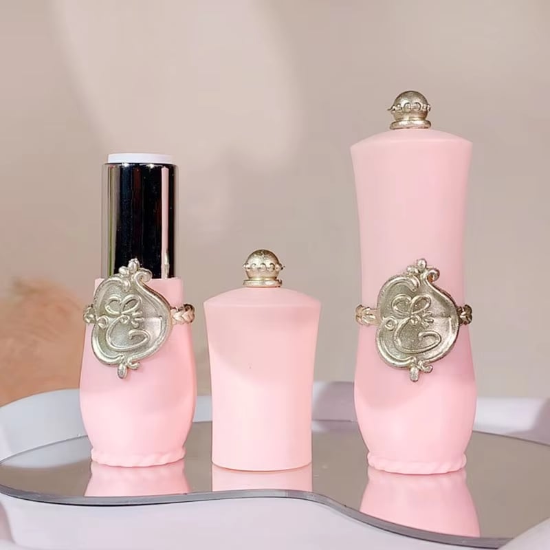 Tube rose-or de luxe, électroplaqué, de 3 g pour baume à lèvres, contenant rond vide personnalisé en ABS pour baume à lèvres et cosmétiques colorés
