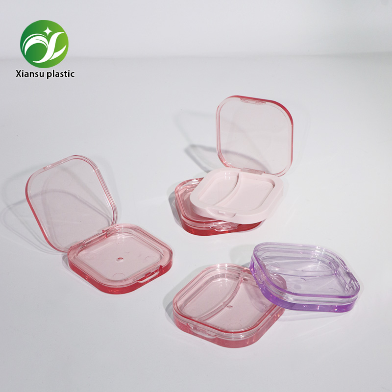quare AS Blush Powder Case Transparent Purple Flip Lock Empty Pressed Powder Container