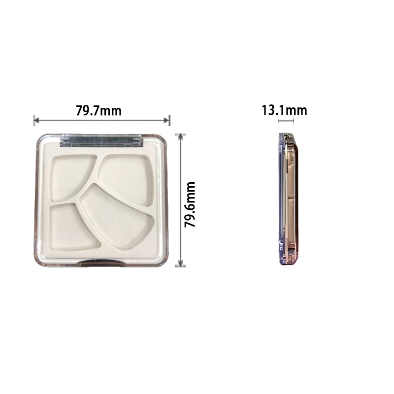 Quadratische Lidschatten-Palette mit 5/6 Farben, ABS-transparenter Flipdeckel, Rouge-Puder-Compact-Behälter