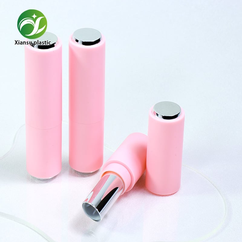 Pastel Pink Lipstick Tube Electroplated Silver Twist-Up Empty Lipstick Container for Custom Cosmetic Packaging
