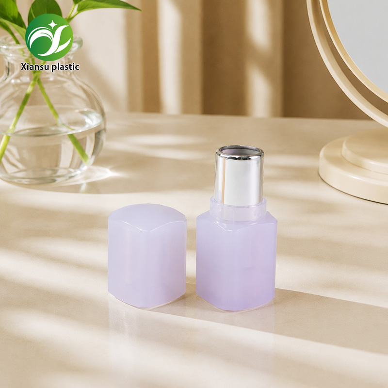 Mini Pentagram Shape ABS Lipstick Tube in Orange & Purple Colors – Custom Empty Twist-Up Lip Balm Container for Creative Makeup Packaging and Private Label Cosmetics