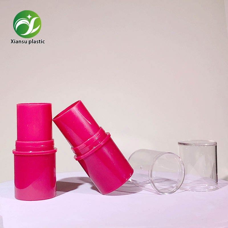 Récipient rond magenta en PETG pour stick de bronzer, emballage personnalisé pour fard à joues, contouring, correcteur et fond de teint, destiné aux marques de beauté