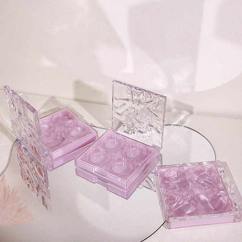 astuccio trasparente viola ondulato da 12 g, AS, per correttore e contouring con 4 colori, palette vuota multifunzione per trucco, imballaggio cosmetico personalizzabile