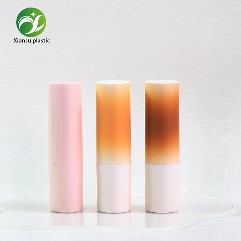 Matte Gradient Cylindrical Empty Lipstick Tube Twist Up Lip Balm Container Soft Color Transition Makeup Packaging
