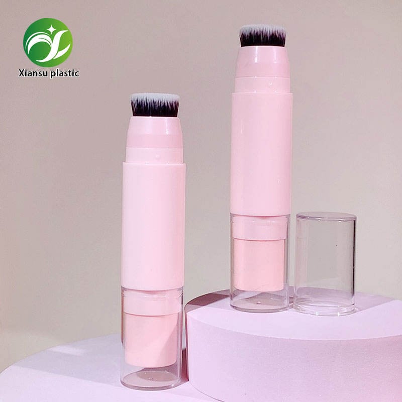 Pink Dual-Ended PETG Bronzer Stick Container with Brush Custom Highlighter, Foundation & Concealer Packaging for OEM Makeup Brands