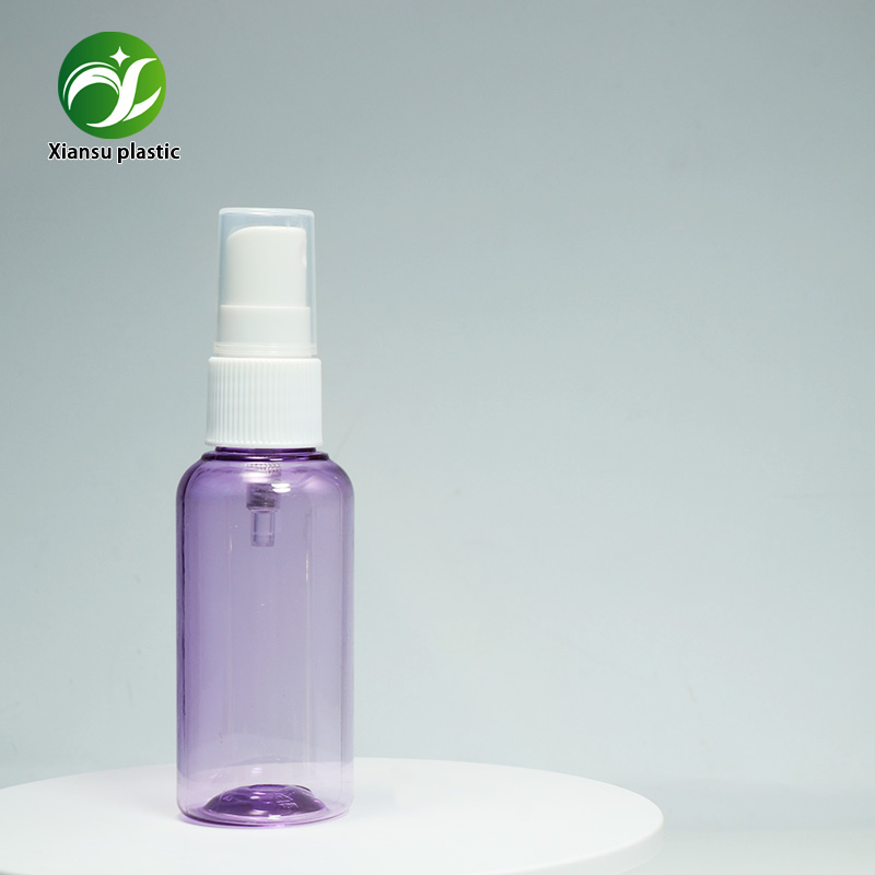 Custom Transparent Purple PET Fine Mist Spray Bottle with PP Ribbed Spray Pump – Empty Toner Bottle Container for Facial Mist, Skincare Essence & Cosmetic Packaging