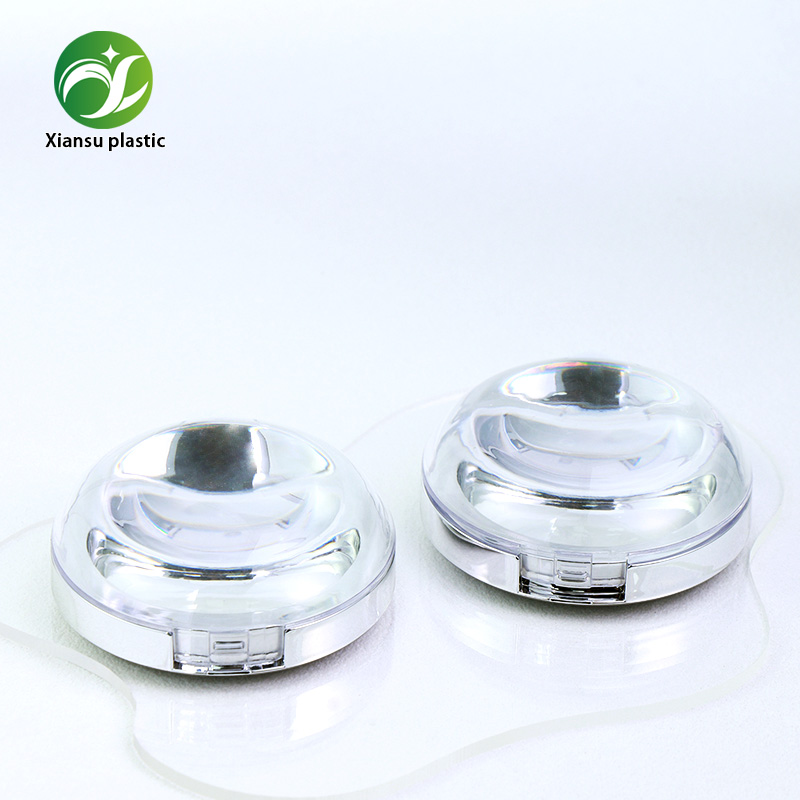 Luxury Sphere Top Round Compact Case with Silver Electroplated Base Blush & Setting Powder Packaging