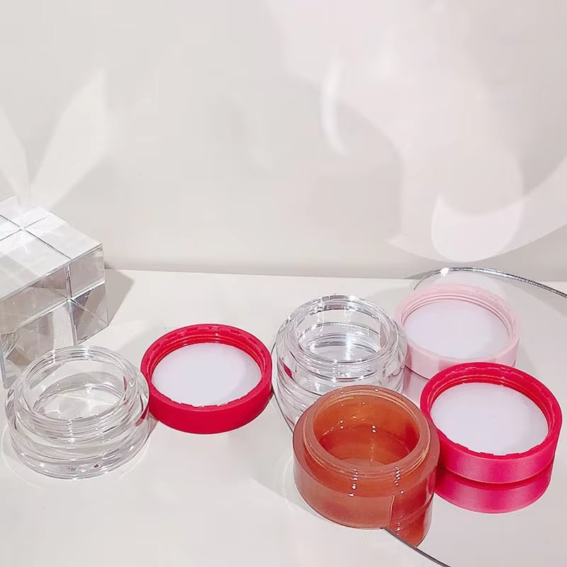 5ml ABS Clear Round Lip Balm Jar Wholesale Mini Refillable Cosmetic Cream Container Transparent Plastic Packaging for Lip Mask Eye Cream Travel Size