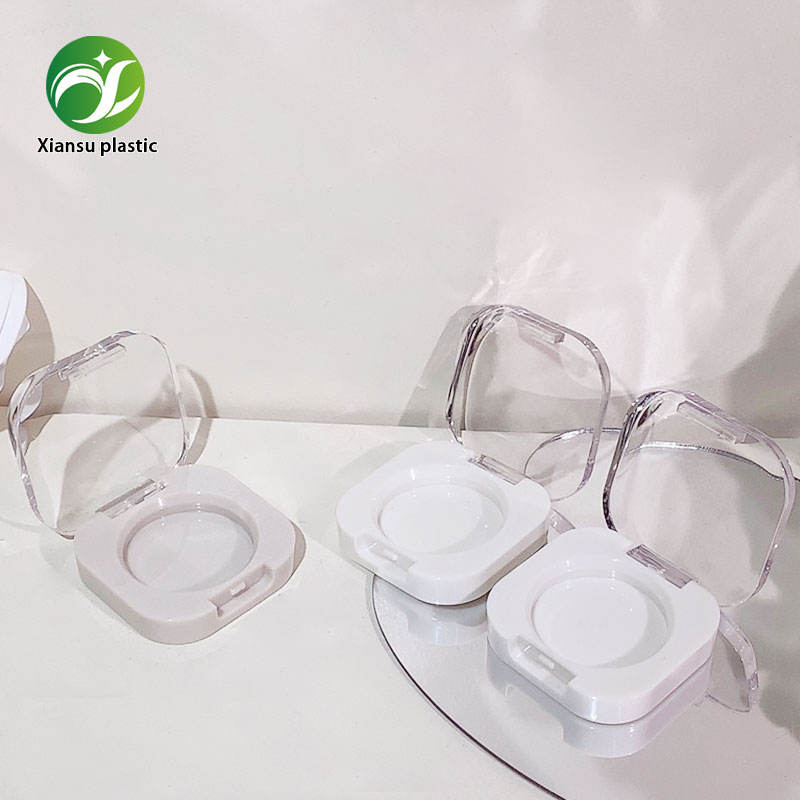 Square Rounded Makeup Compact Case with Clear Flip Lid Custom Contour Blush Highlighter Powder Container