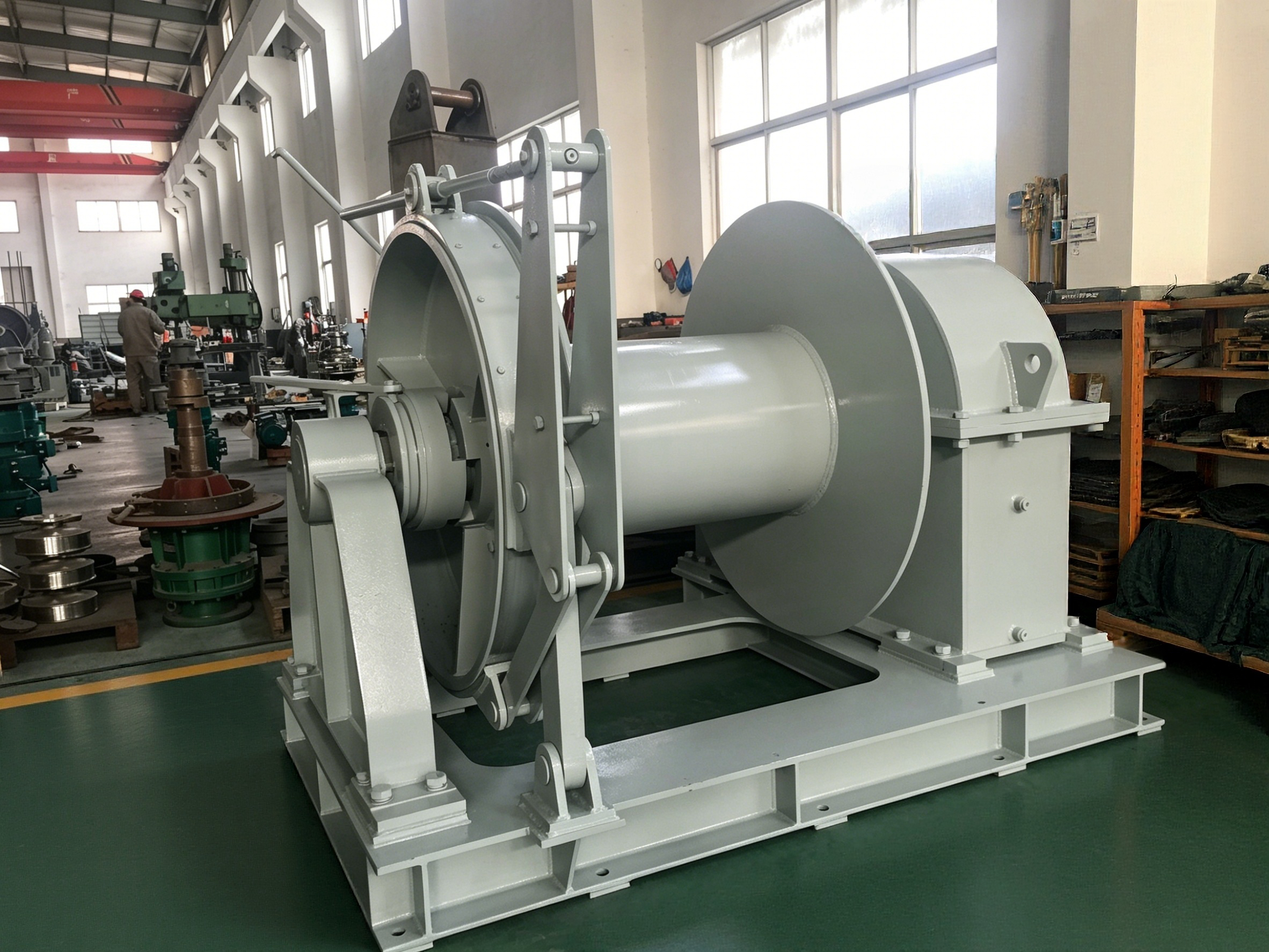 What safety protection devices should every standard mooring winch be equipped with