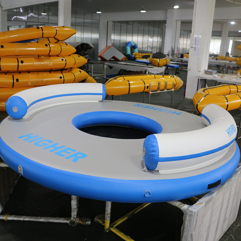 HIGHER Round Inflatable Backrest Water Mat with Mesh Center