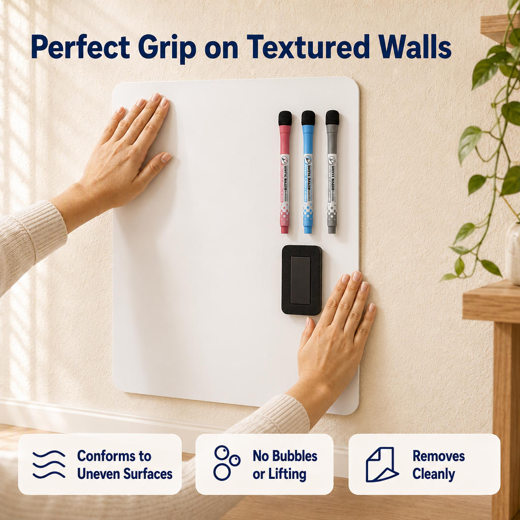 MagTexture Textured Magnetic Whiteboard Dry Erase Wall Sticker 43x28cm Flocked Felt Backing Removable Board