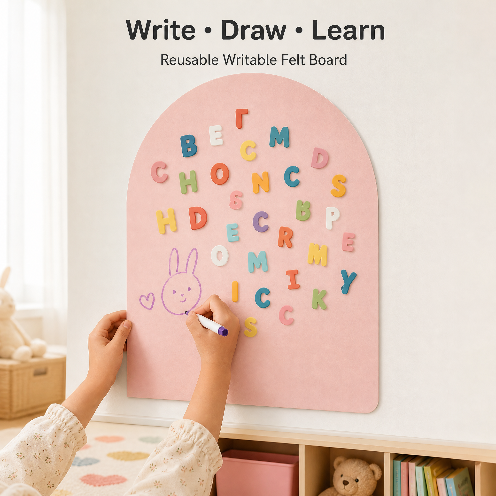 No-Drill Magnetic Bulletin Board for Classrooms | Removable Felt Wall Decor