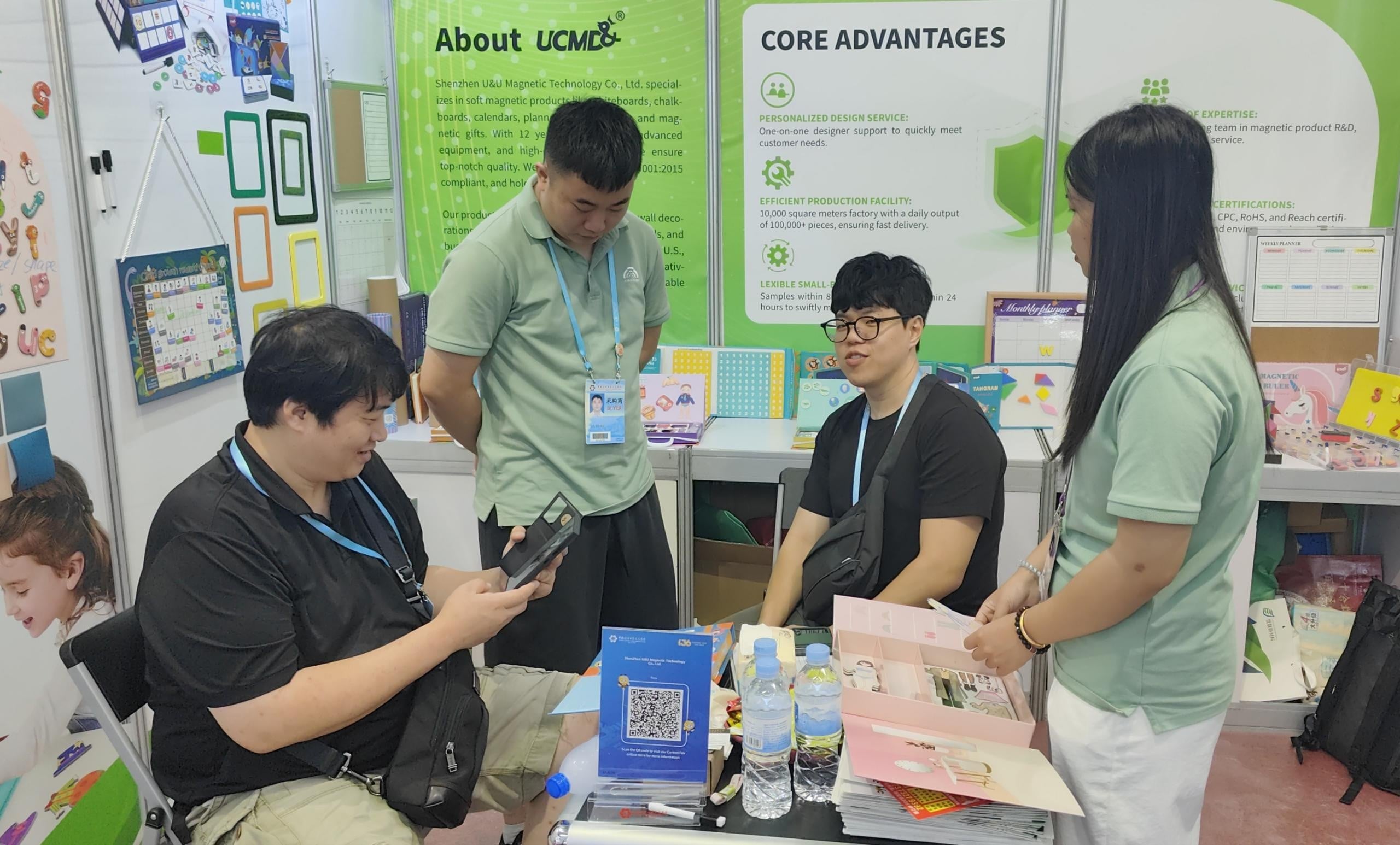 Our team in deep discussion with buyers