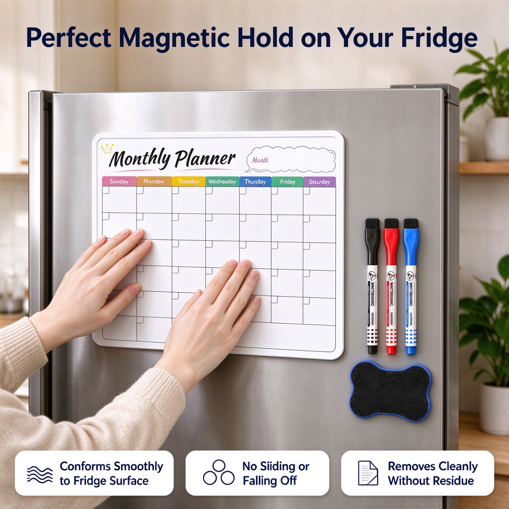 Textured Magnetic Monthly Planner Dry Erase Calendar Wall Sticker 42x28cm Reusable Whiteboard Planner Board