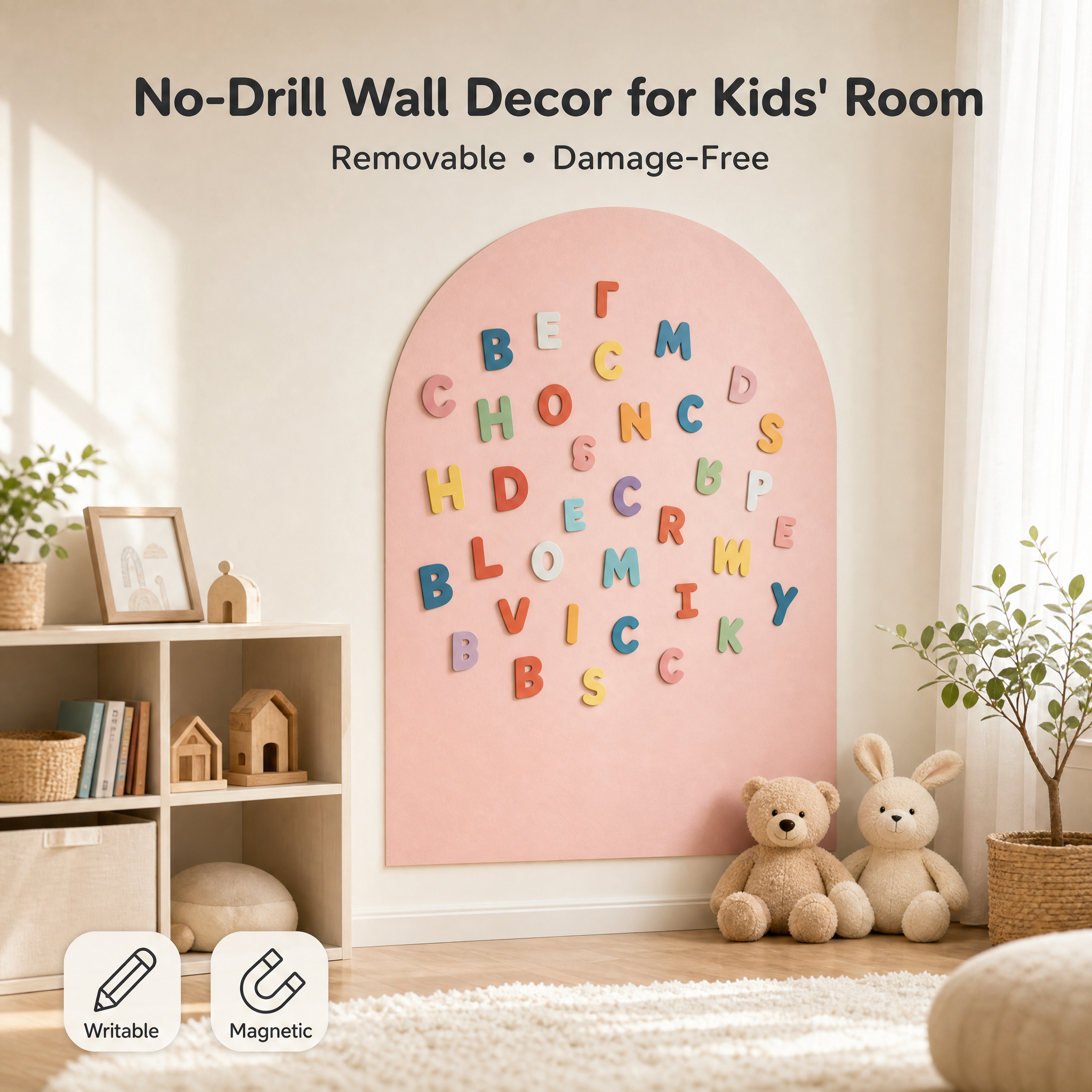 No-Drill Magnetic Bulletin Board for Classrooms | Removable Felt Wall Decor