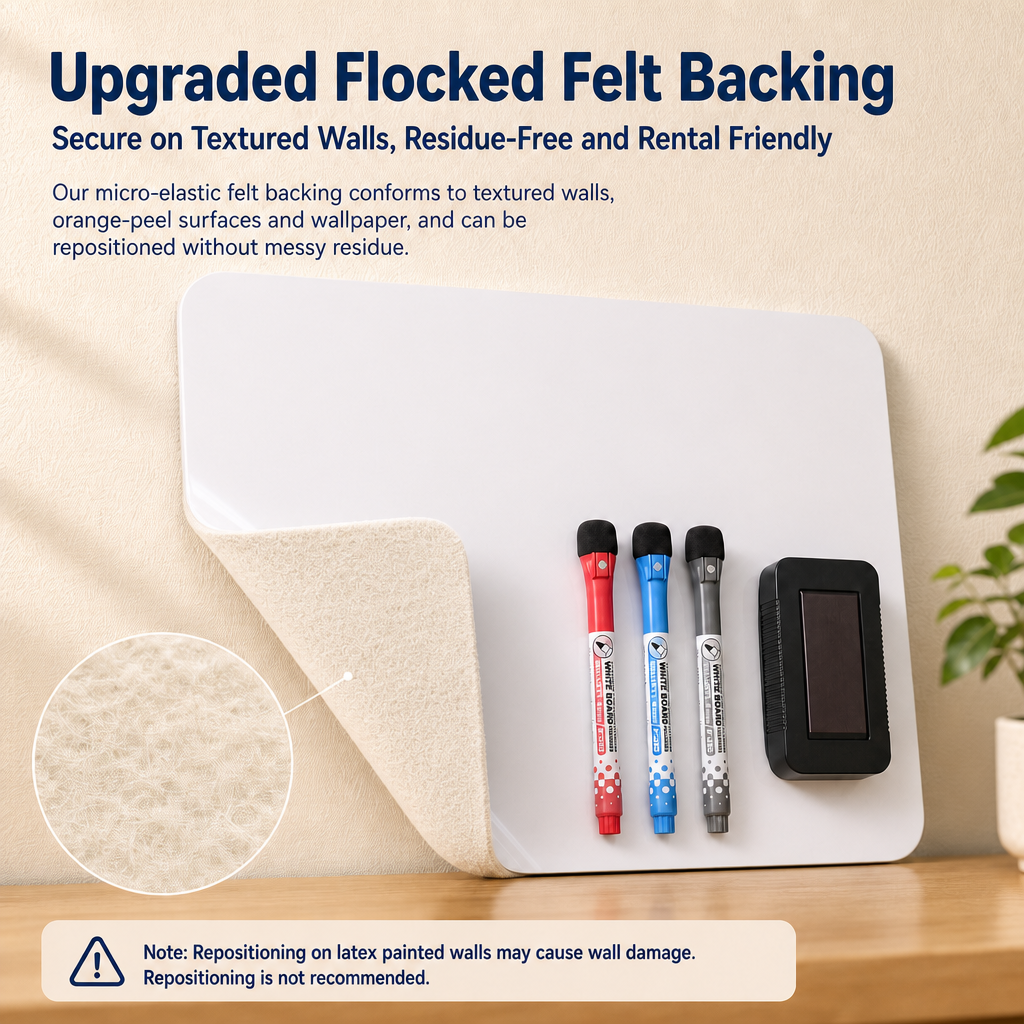 MagTexture Textured Magnetic Whiteboard Dry Erase Wall Sticker 43x28cm Flocked Felt Backing Removable Board