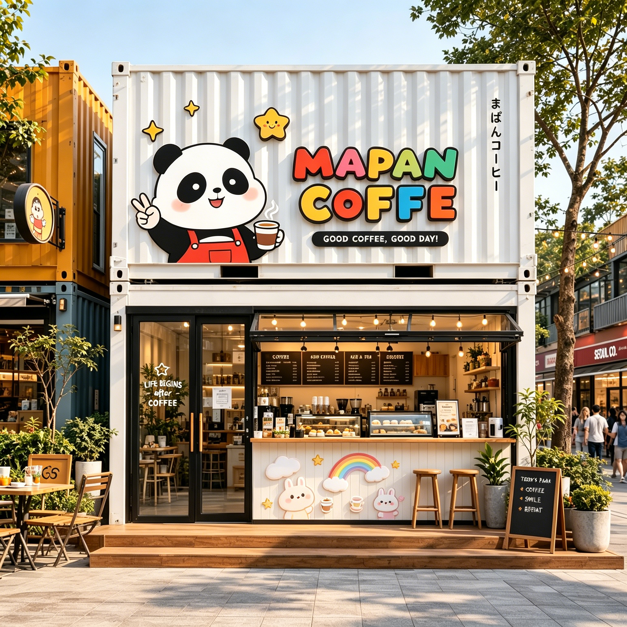 Viral corrugated container coffee shop