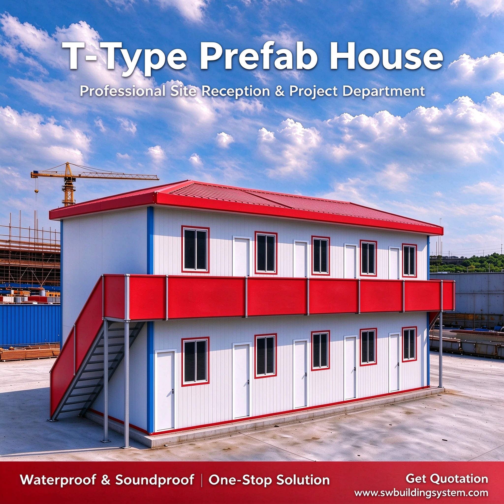 T-Type Prefab House — Build Professional Site Reception & Project Department Space