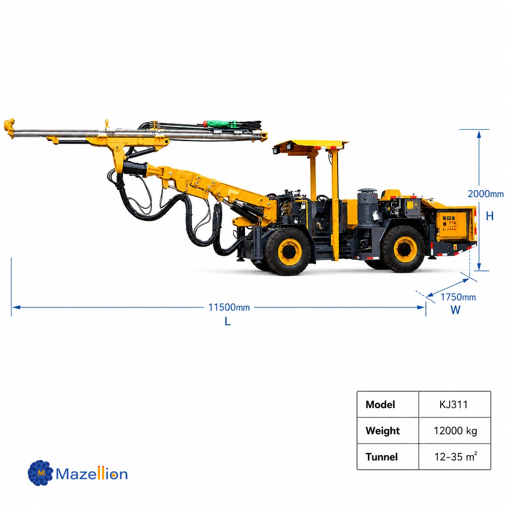KJ311 Single Boom Hydraulic Underground Jumbo Drill Rig for Hard Rock Mining