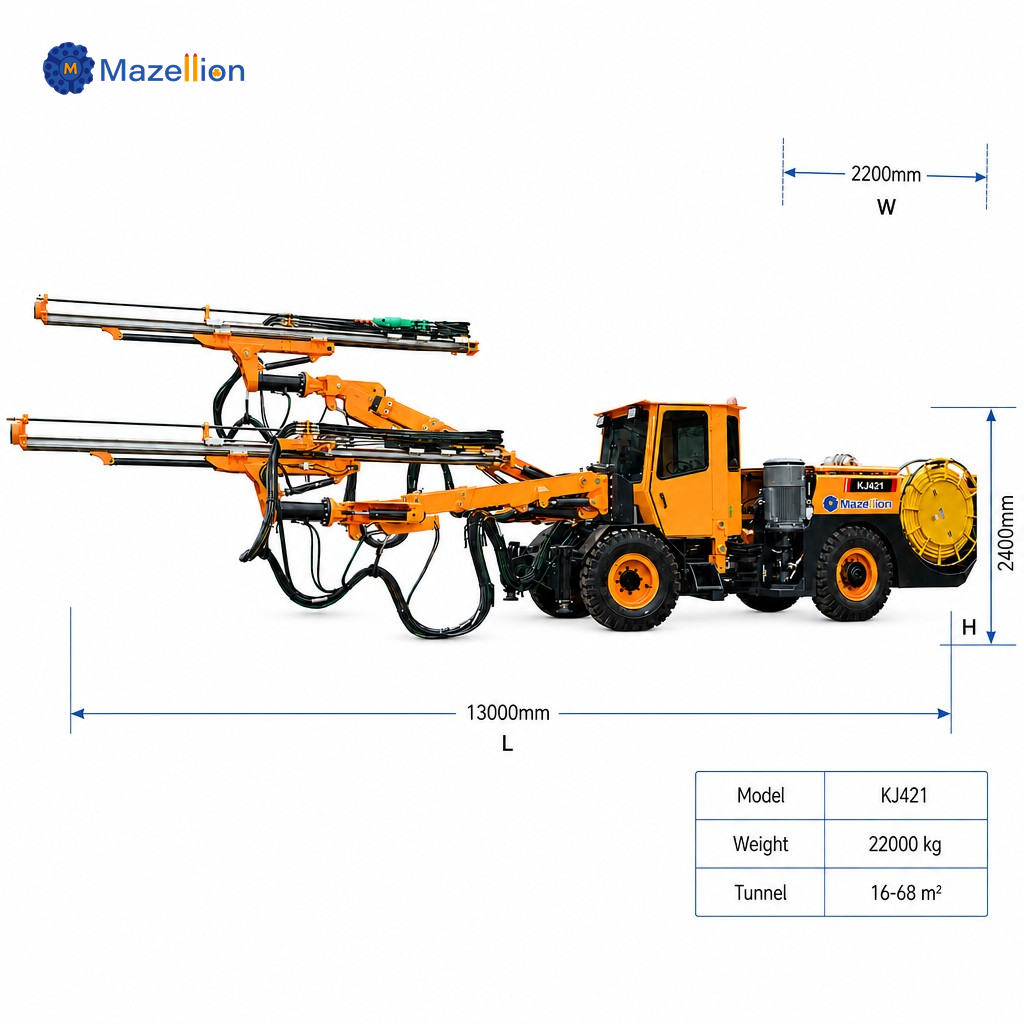KJ421 Twin Boom Hydraulic Underground Jumbo Drill Rig for Underground Mining