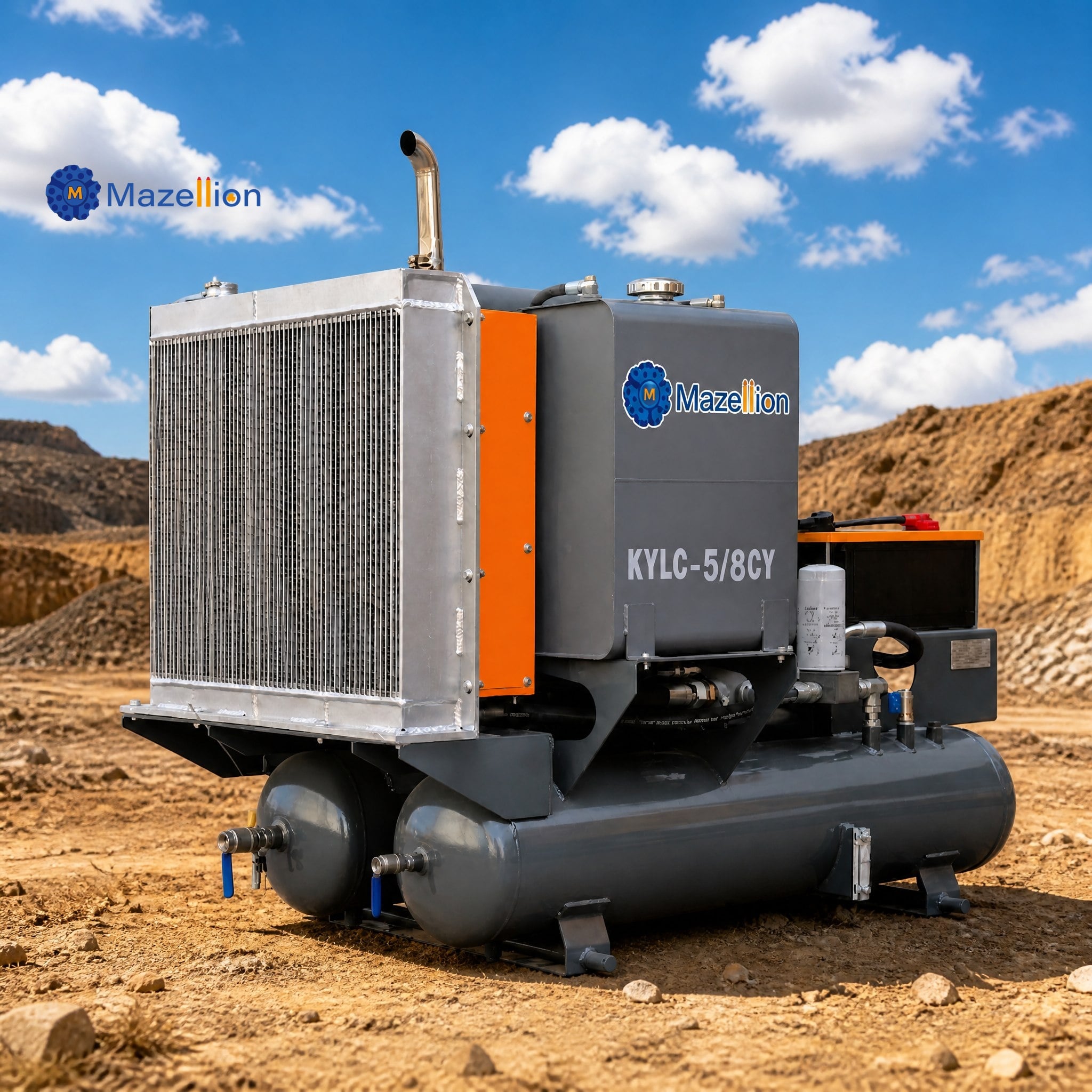 5m³/min 8 Bar Diesel Portable Screw Air Compressor for Jack Hammer & Pneumatic Tools
