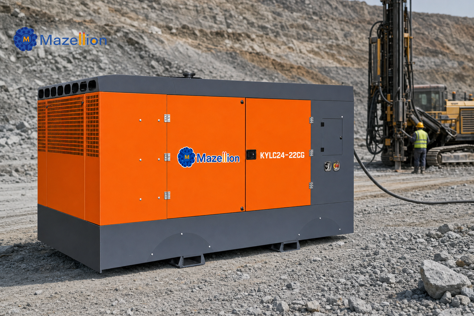 KYLC24-22CG Diesel Portable Screw Air Compressor 24m³/min 22 Bar for Water Well and DTH Drilling