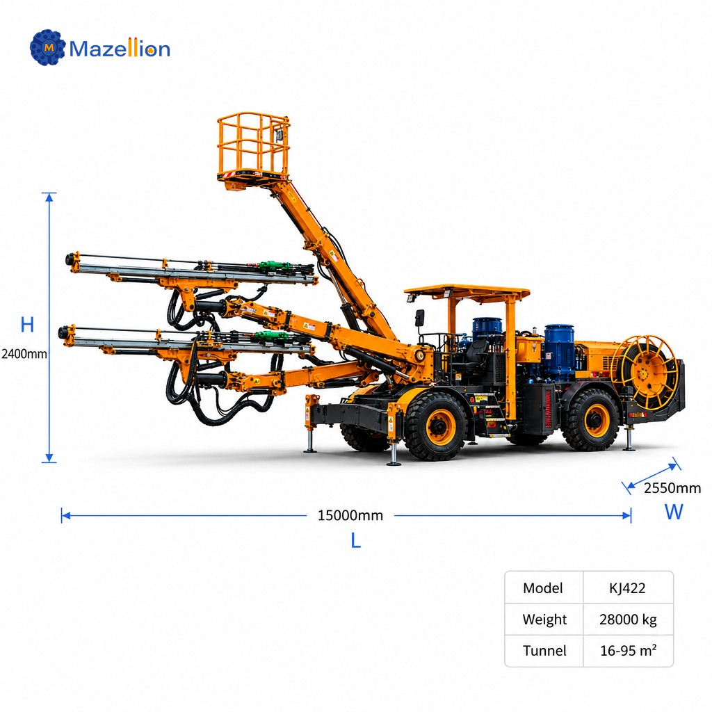KJ422 Twin Boom Hydraulic Underground Jumbo Drill Rig for Tunnel Development