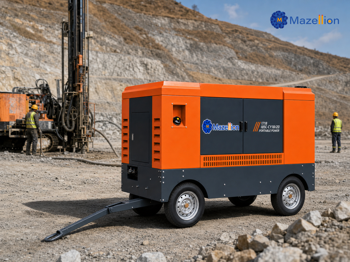 KYLC17-18CY Diesel Portable Screw Air Compressor 17m³/min 18 Bar for Mining and Water Well Drilling
