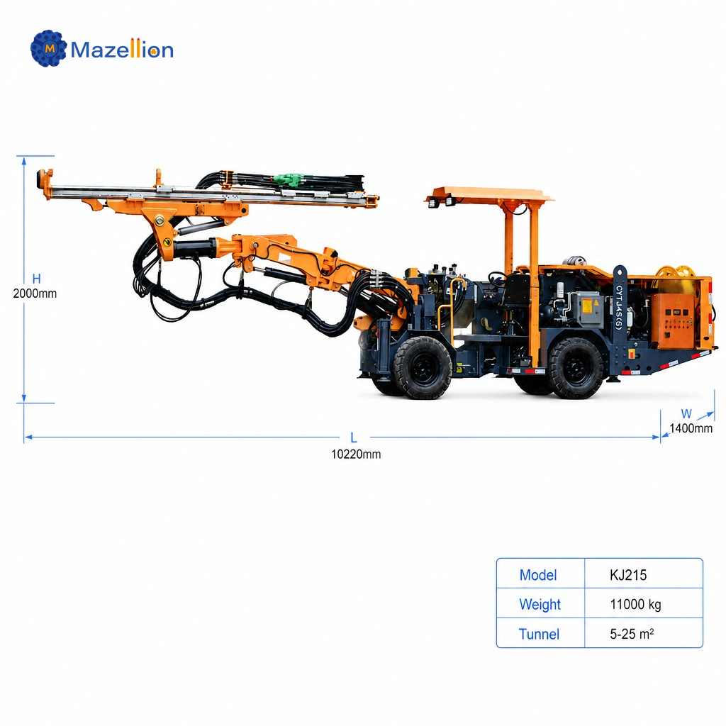 KJ215 Single Boom Hydraulic Underground Jumbo Drill Rig for Tunnel Excavation