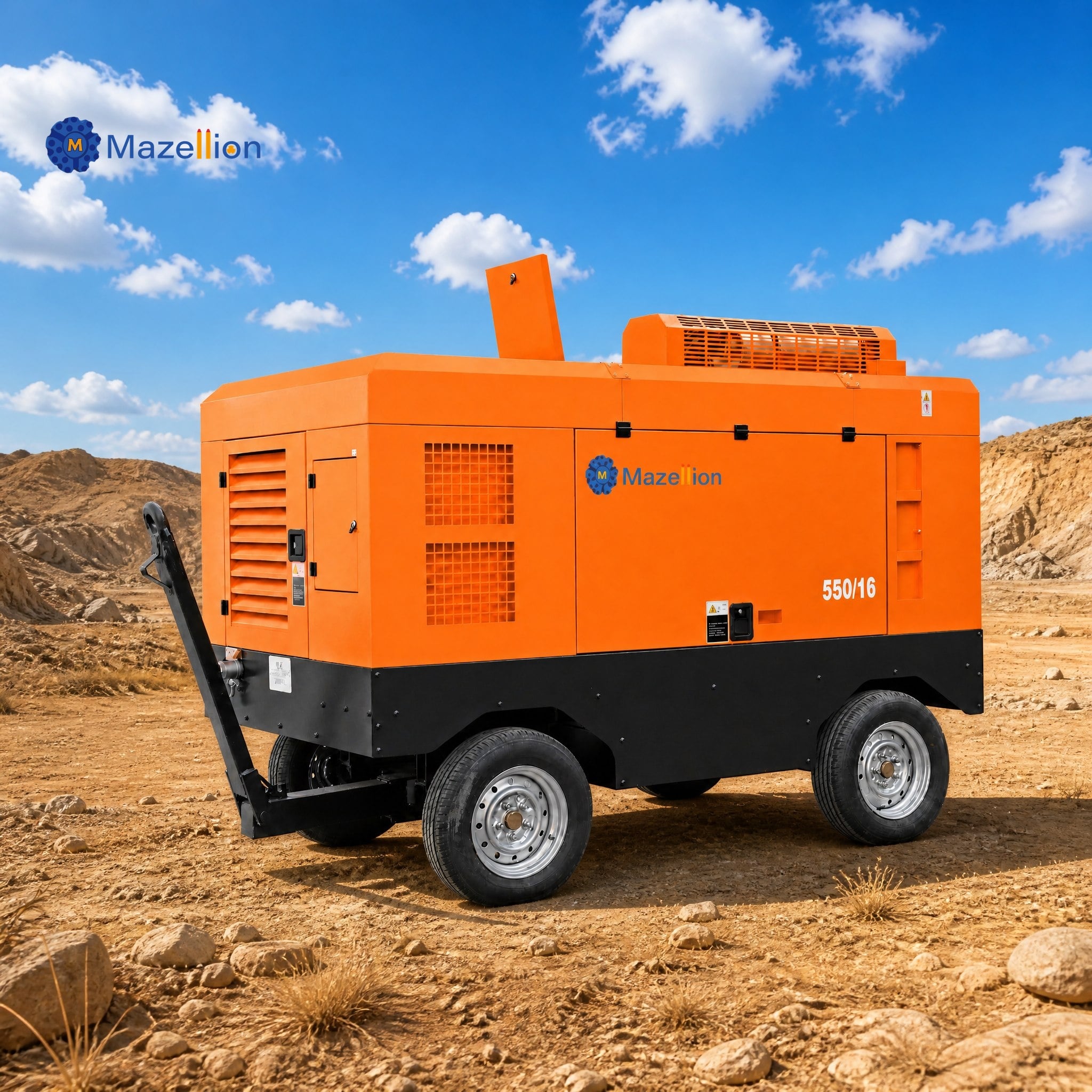 KYLC550-16CY Diesel Portable Screw Air Compressor 15m³/min 16 Bar for Mining Rock Drilling and Construction

