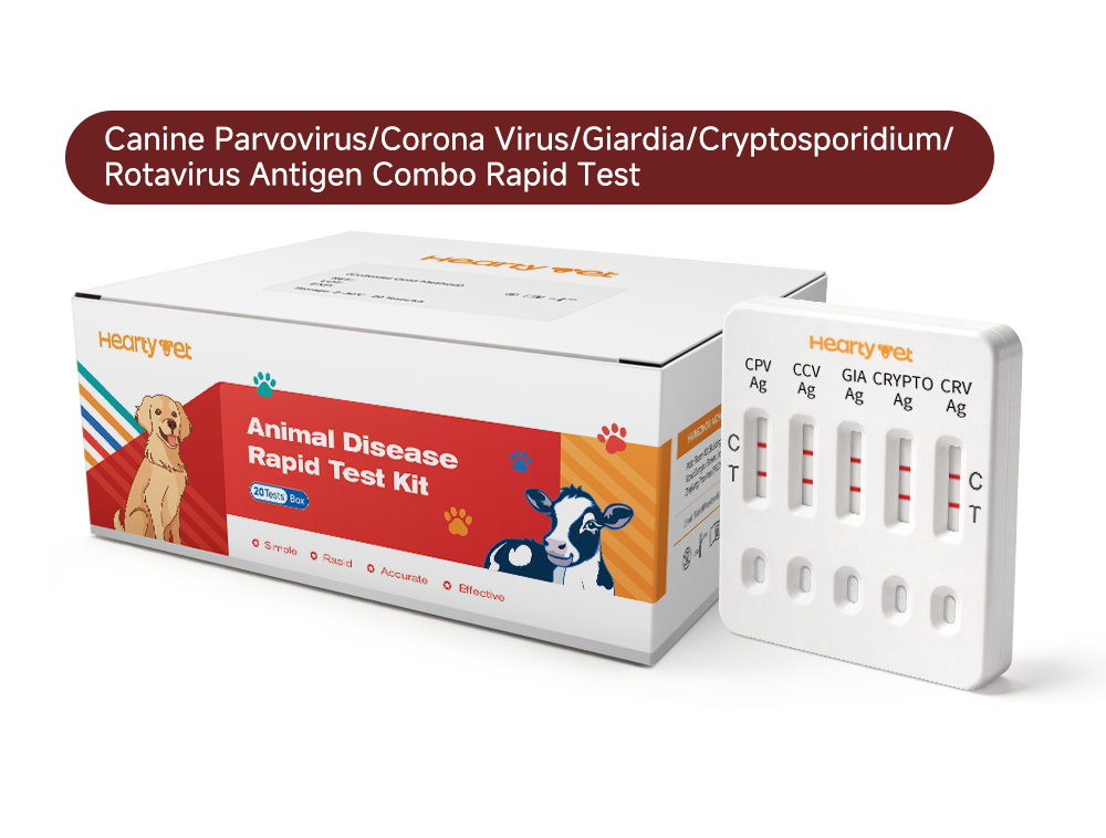 Canine GI 5-in-1 Rapid Test Kit — The Complete Dog Diarrhea Panel (CPV/CCV/GIA/CRYPTO/CRV Ag)