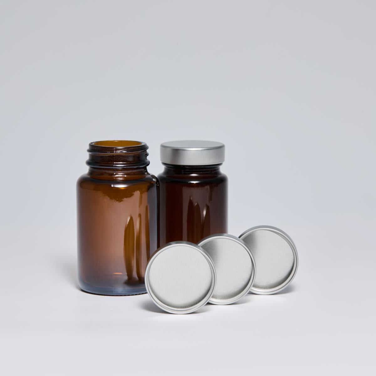 38mm 38/400 Silver Unishell Cap for Amber Glass Pharmaceutical Bottles - Tinplate Unishell Closure