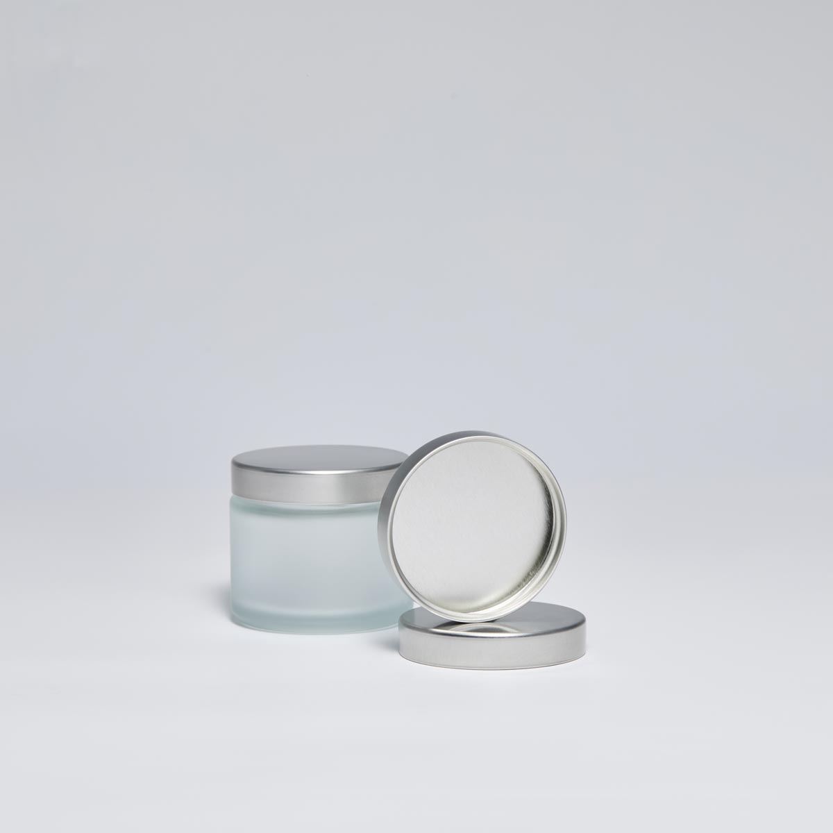 53/400 Silver Unishell Cap for Cosmetic Glass Jars - 53mm Tinplate Metal Closure