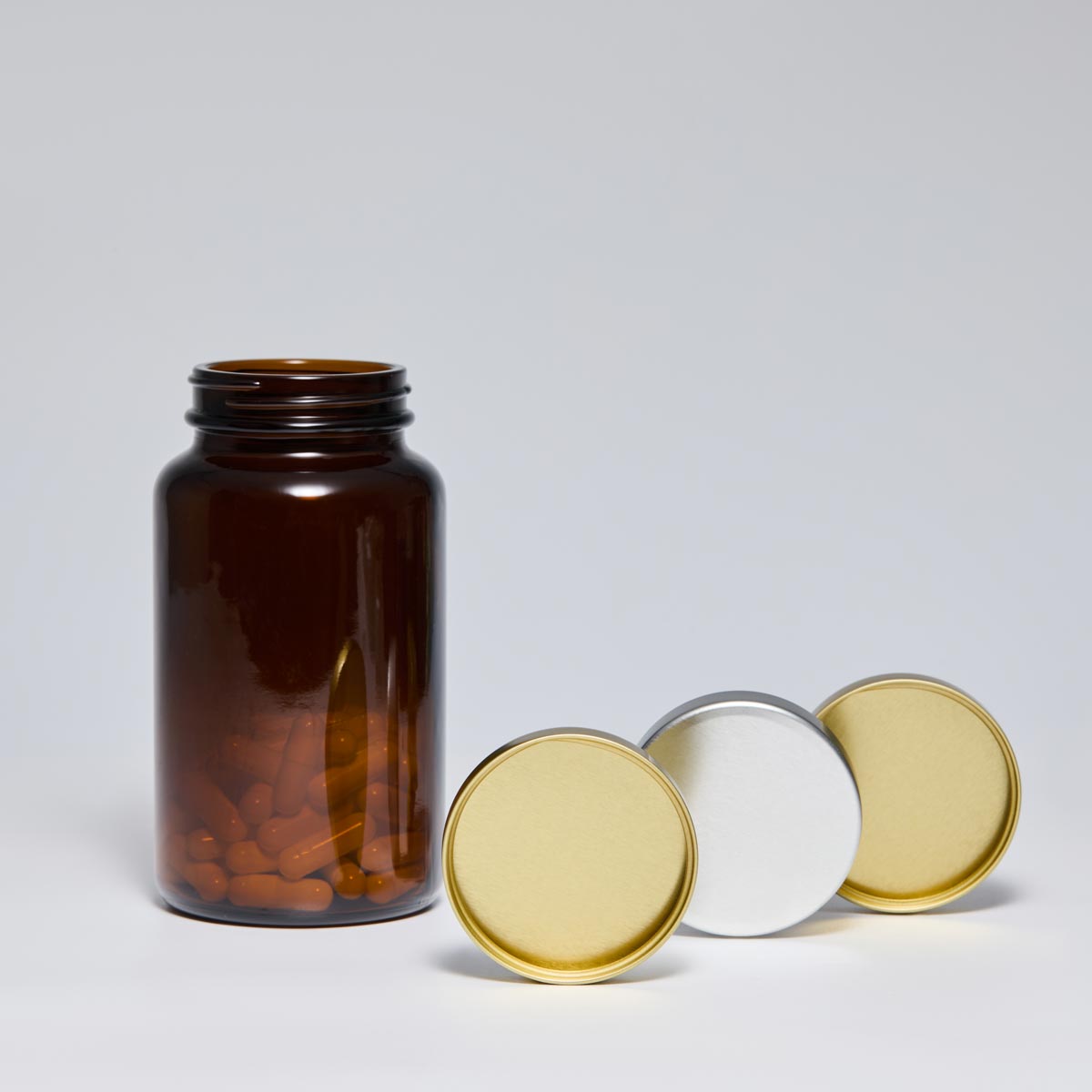 53/400 Gold Unishell Cap for Premium Vitamin Bottles - 53mm Tinplate Metal Closure