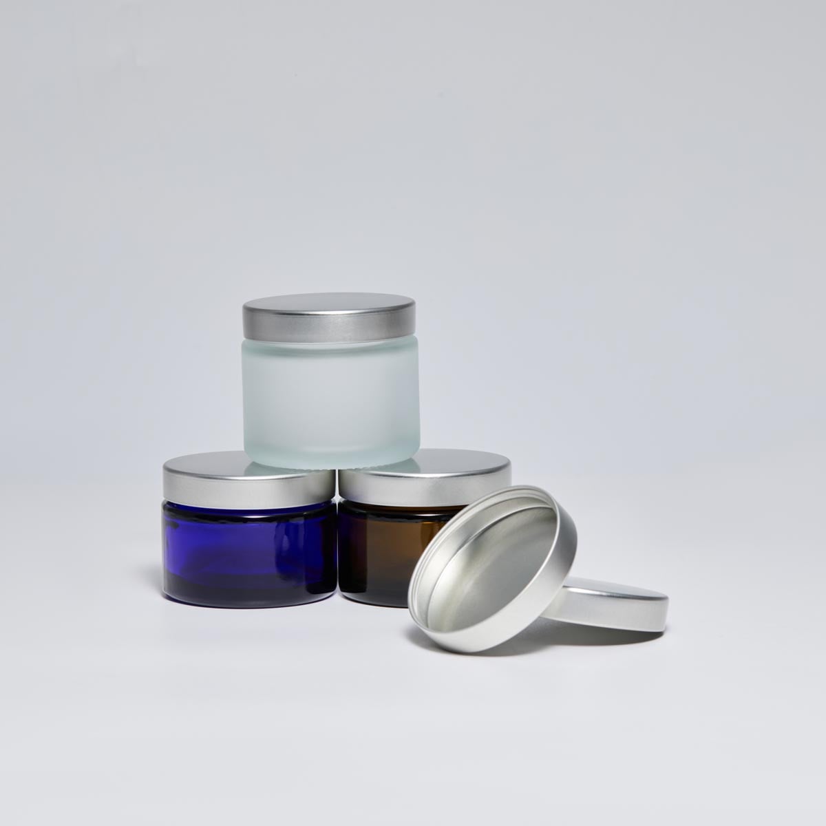 53/400 Silver Unishell Cap for Cosmetic Glass Jars - 53mm Tinplate Metal Closure