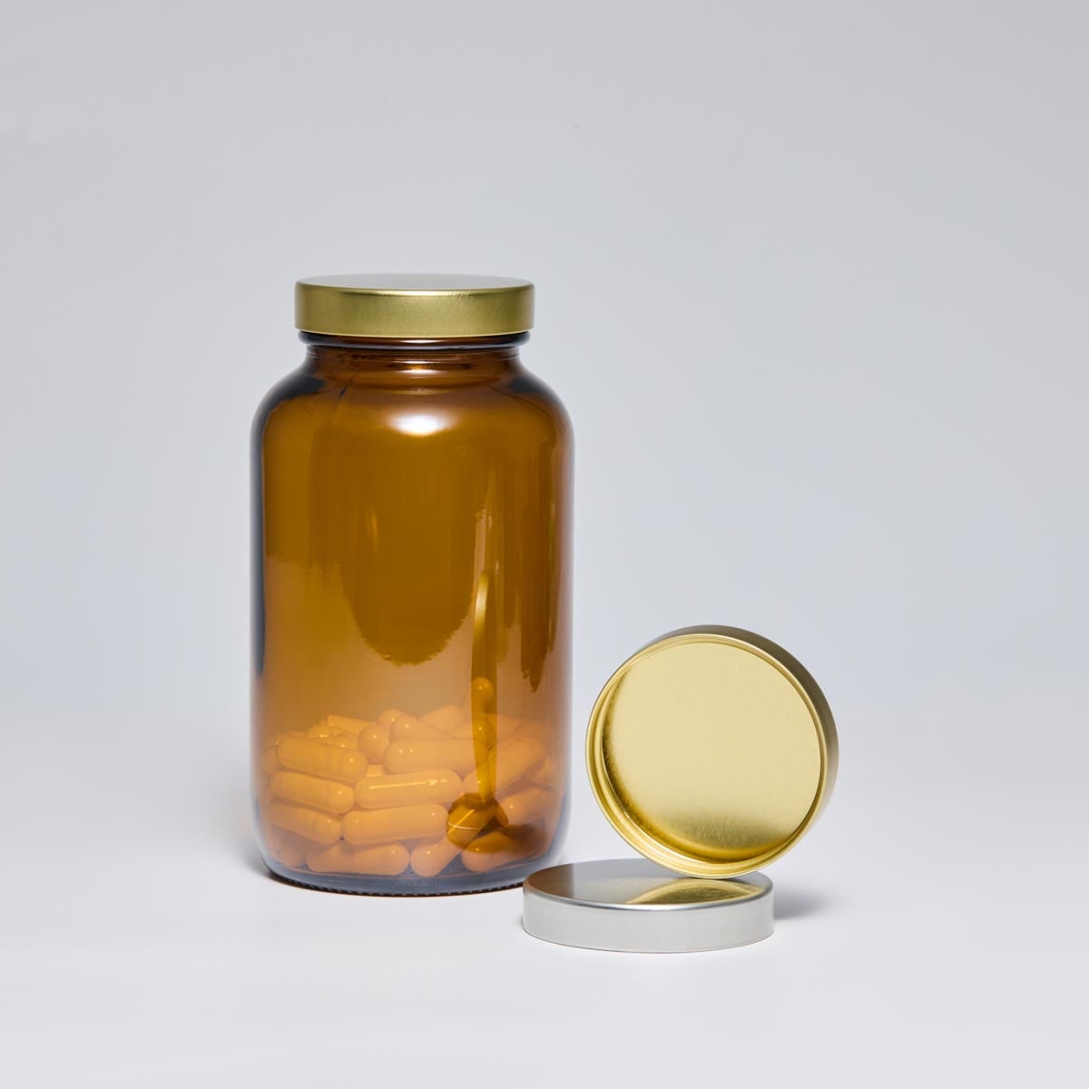 53/400 Gold Unishell Cap for Premium Vitamin Bottles - 53mm Tinplate Metal Closure