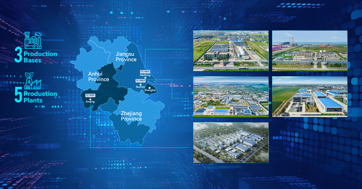 3 Major Production Bases<br>5 Manufacturing Plants