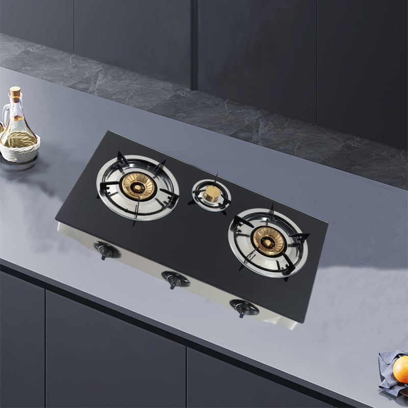 2024 new design tempered glass table gas hob 3 burner cooker 2 double burner 3 burner stove factory