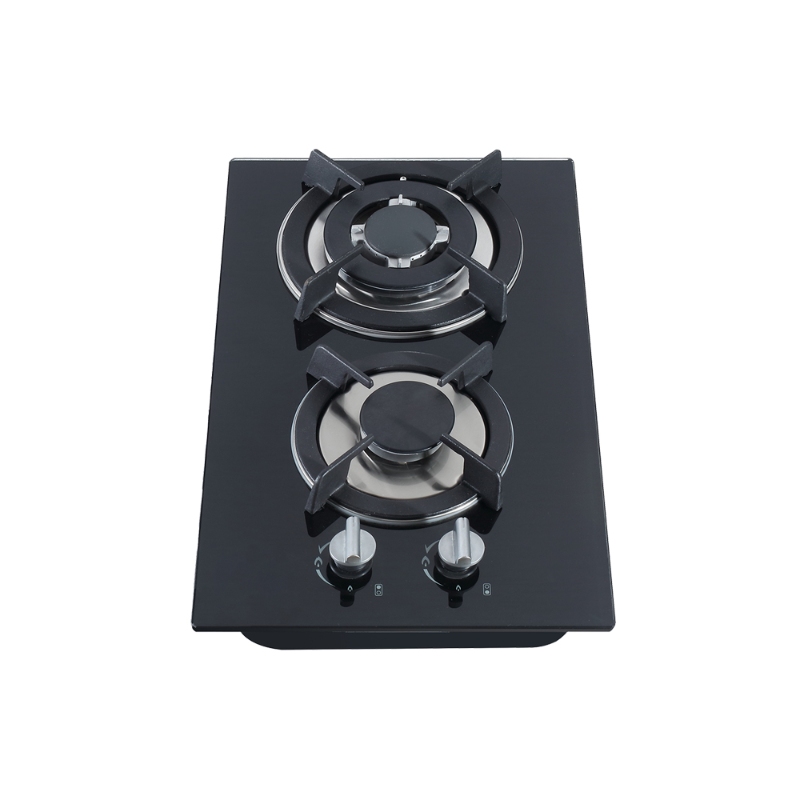 GS2G27 Built-in Gas Cooker with Dual Burners Electronic Ignition Flame out Protection Easy Clean Gas Stove