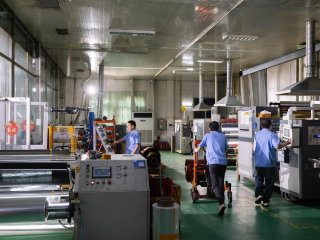 Foil converting line prepared for flexible packaging production