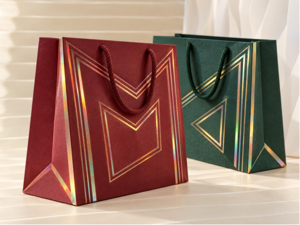 Why is holographic paper a popular choice for luxury shopping bags?